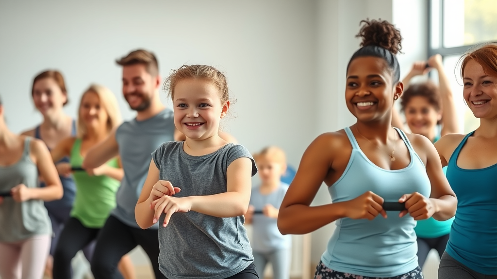 inclusive fitness class diverse group sensory-friendly exercises modern gym soft lighting sensory integration