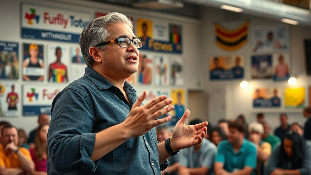 passionate community leader advocating for autism support and fitness inclusion; community advocacy for autism support