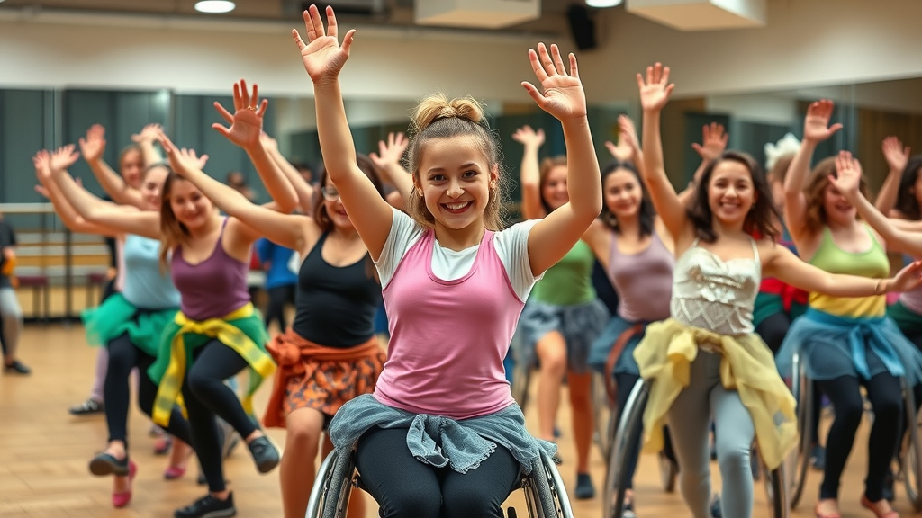 adaptive fitness group dance class all abilities mirrored studio movement ribbons