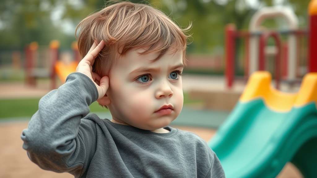 concerned young child with autism coping with sensory overload during physical activity on a playground; barriers to physical activity and autism support